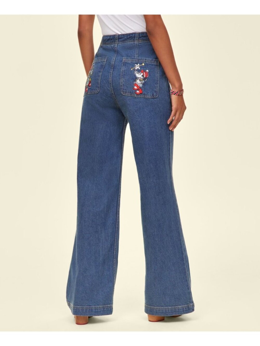 Disney Women's Minnie Majorette High Rise Wide-Leg Jeans Blue Size 0 MSRP $80